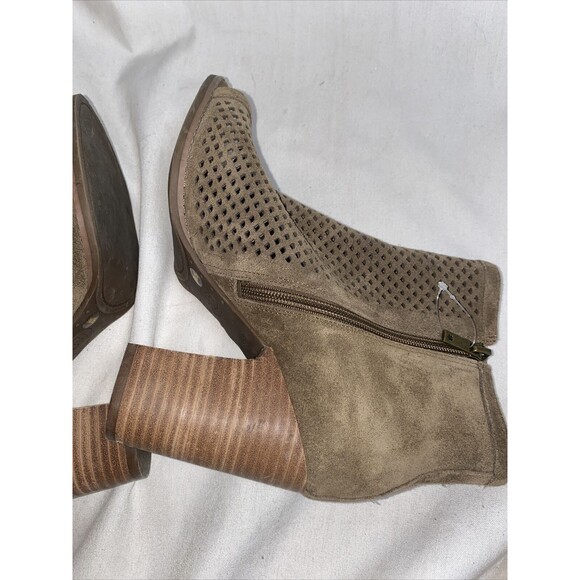 Lucky Brand Lakyn chunky leather open Toe Heel Bootie Ankle women 9 lagen boho - Picture 5 of 8